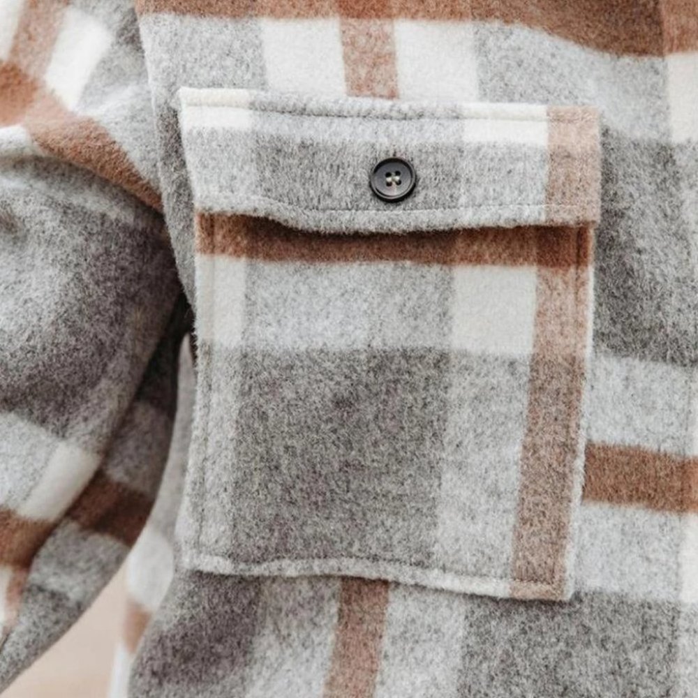 Casual Plaid Print Button front Shacket Jacket - Picture 3 of 4